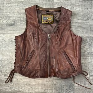 First Classics brown leather vest / riding vest 🏍️
